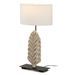 Lampe de table tissu blanc et pied bois massif blanc Enora - Photo n°1