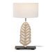 Lampe de table tissu blanc et pied bois massif blanc Enora - Photo n°2