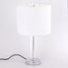 Lampe de table tissu blanc et pied verre transparent Jullia - Photo n°1
