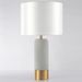 Lampe de table tissu blanc pied béton gris et doré Pinzy - Photo n°1