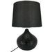 Lampe de table tissu et pied céramique noir Norina - Photo n°1