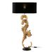 Lampe de table tissu noir et pied métal doré Masci - Photo n°1