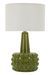 Lampe de table verte design céramique relief bullé et abat-jour neutre GRESS - Photo n°1