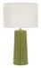 Lampe de table verte design céramique vert olive reliefs verticaux GLISS - Photo n°1
