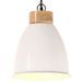 Lampe suspendue industrielle Blanc Fer et bois solide 23 cm E27 - Photo n°1
