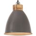 Lampe suspendue industrielle Gris Fer et bois solide 35 cm E27 2 - Photo n°1