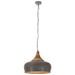 Lampe suspendue industrielle Gris Fer et bois solide 45 cm E27 - Photo n°5