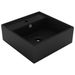 Lavabo carré de luxe à trop-plein Noir mat 41x41 cm Céramique - Photo n°1