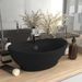 Lavabo ovale de luxe à trop-plein Noir mat 58,5x39 cm Céramique - Photo n°1