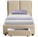 Lit adulte 90x190 cm avec tiroir et sommier tissu beige Frolle - Photo n°1