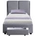 Lit adulte 90x190 cm avec tiroir et sommier tissu gris Frolle - Photo n°1