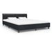 Lit adulte simili cuir noir et pieds en métal Simia 180x200 cm - Photo n°1