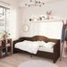 Lit avec éclairage USB Marron foncé Tissu 90x200 cm 3 - Photo n°1