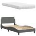 Lit avec matelas gris foncé 100x200 cm tissu - Photo n°8