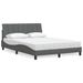 Lit avec matelas gris foncé 140x190 cm tissu - Photo n°1