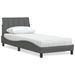 Lit avec matelas gris foncé 90x190 cm tissu - Photo n°1