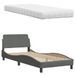 Lit avec matelas gris foncé 90x190 cm tissu - Photo n°8