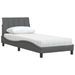 Lit avec matelas gris foncé 90x200 cm tissu - Photo n°4