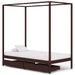 Lit baldaquin et 2 tiroirs Marron foncé Pin 100x200 cm - Photo n°1