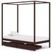 Lit baldaquin et 2 tiroirs Marron foncé Pin 90x200 cm - Photo n°1