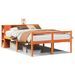 Lit bibliothèque sans matelas cire marron 135x190cm bois massif - Photo n°2