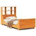 Lit bibliothèque sans matelas cire marron 75x190 cm bois massif - Photo n°2