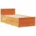 Lit bibliothèque sans matelas cire marron 90x190 cm pin massif - Photo n°8