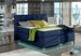 Lit boxspring 180x200 cm simili cuir bleu marine Balfor - Photo n°1