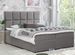 Lit boxspring tissu gris clair avec matelas et surmatelas Lizen - Photo n°1