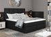 Lit boxspring tissu noir avec matelas et surmatelas Lizen - Photo n°1