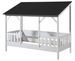 Lit cabane MILA 90x200 cm – Pin massif blanc & toit noir - Photo n°1
