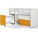Lit combiné 90x200 cm avec sommier 1 bureau 2 portes bois blanc et orange Bonny - Photo n°3