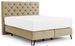 Lit continental capitonné tissu beige Pozza avec matelas 30 cm en latex et pied métal noir - Photo n°1