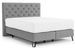Lit continental capitonné tissu gris Pozza avec matelas 30 cm en latex et pied métal noir - Photo n°1