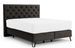 Lit continental capitonné tissu marron Pozza avec matelas 30 cm en latex et pied métal noir - Photo n°1