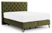 Lit continental capitonné tissu vert olive Pozza avec matelas 30 cm en latex et pied métal noir - Photo n°1