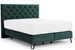 Lit continental capitonné tissu vert Pozza avec matelas 30 cm en latex et pied métal noir - Photo n°1