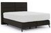 Lit continental tissu marron Tiempo avec matelas 30 cm en latex et pied métal noir - Photo n°1