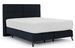 Lit continental velours bleu marine Tiempo avec matelas 30 cm en latex et pied métal noir - Photo n°1