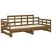 Lit coulissant Marron miel Bois de pin solide 2x(90x200) cm - Photo n°8