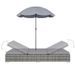 Lit de jardin avec parasol polyester et résine tressée gris Uvo - Photo n°2