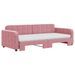 Lit de jour avec gigogne et matelas rose 90x200 cm velours - Photo n°3