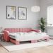 Lit de jour avec gigogne sans matelas rose 90x200 cm - Photo n°1