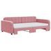 Lit de jour avec lit gigogne et matelas rose 100x200 cm velours - Photo n°3