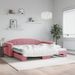 Lit de jour avec lit gigogne rose 100x200 cm velours - Photo n°1