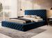 Lit design avec tête de lit et coffre capitonné velours bleu Prince - 3 tailles - Photo n°2