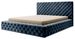 Lit design avec tête de lit et coffre capitonné velours bleu Prince - 3 tailles - Photo n°1
