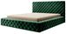 Lit design avec tête de lit et coffre capitonné velours vert Prince - 3 tailles - Photo n°1