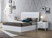Lit design bois blanc laqué et tête de lit blanche laquée et argentée Diamanto - Photo n°2