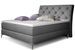 Lit design continental avec tête de lit capitonnée strass tissu gris Banky - Photo n°1
